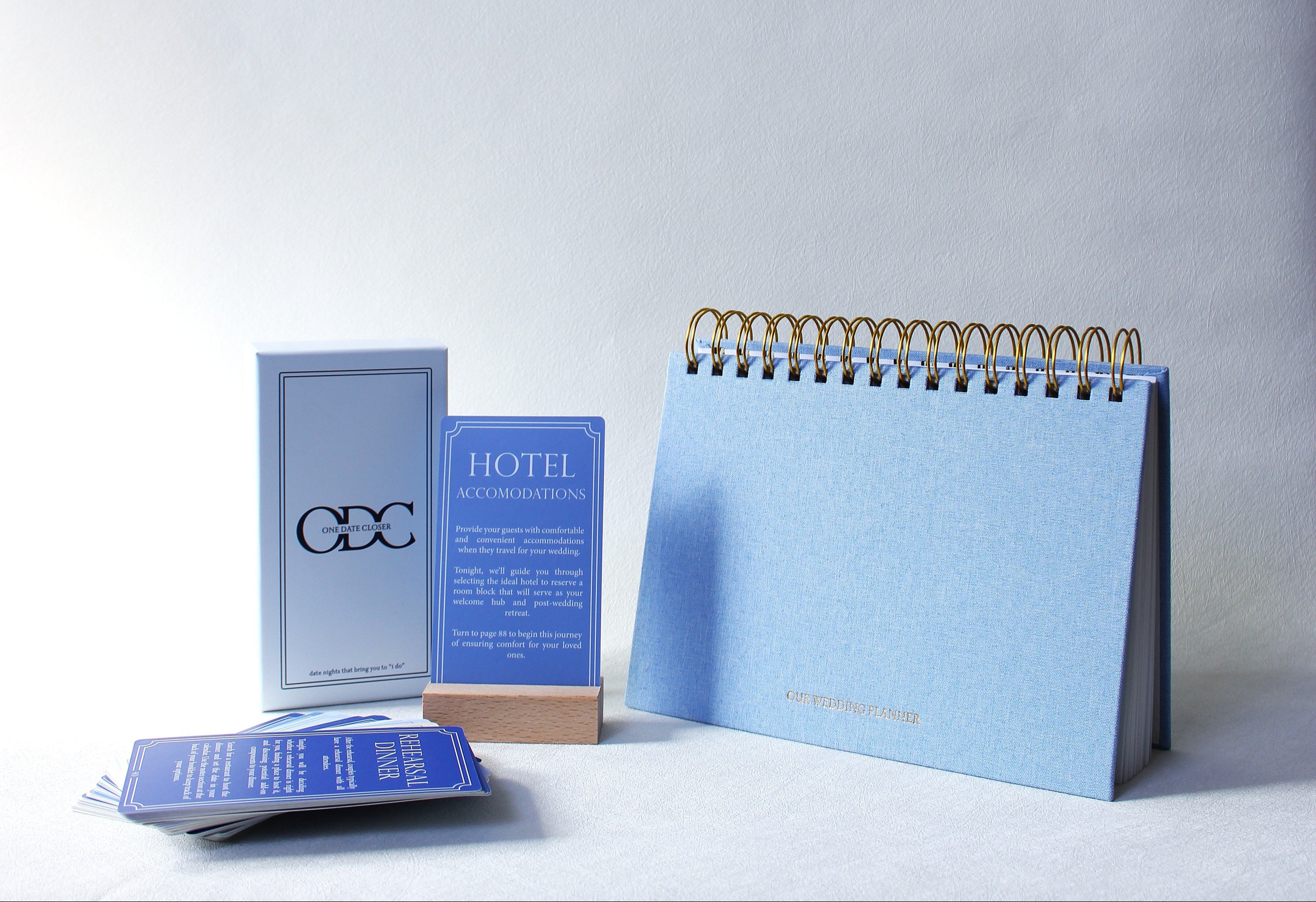 An affordable wedding planning booklet with date night cards